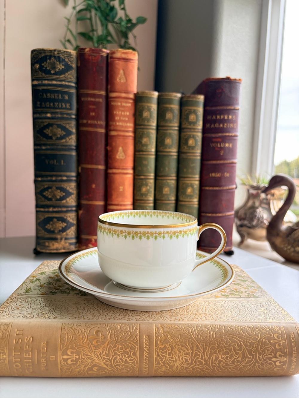 Antique French Porcelain Teacup & Saucer